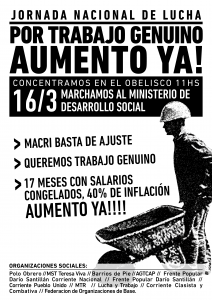 “Vamos a un piquete nacional por trabajo digno y aumento”