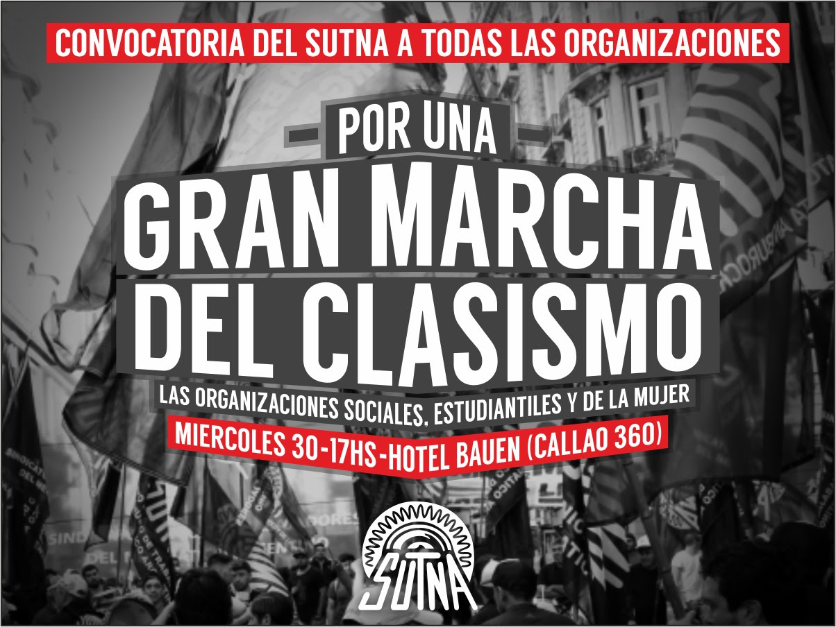 Plenario clasista para organizar marcha el 20 de diciembre a Plaza de Mayo