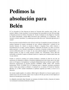 Diputados se pronuncian por la absolución de Belén