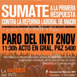 Jueves: paro y acto en la Av. General Paz contra la reforma laboral