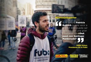 “Si Bullrich quiere venir a la UBA será recibida con una gran interpelación: ¿qué pasó con Santiago Maldonado?”