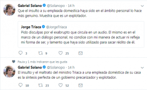 @solanopo: «Triaca insulta a su empleada doméstica e insulta a todos los trabajadores con la reforma laboral»