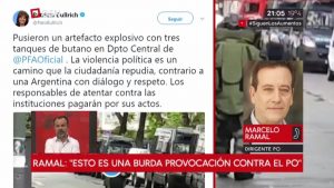 El PO se presenta como querellante en la causa del explosivo puesto frente al Departamento de Policía