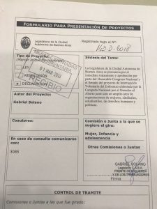 Que la legislatura se pronuncie por el tratamiento y aprobación del Derecho al Aborto
