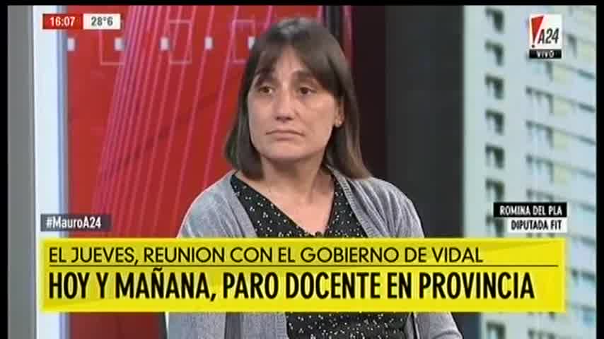 “Vidal se tiene que sentar a discutir con los docentes” // Romina Del Plá en A24