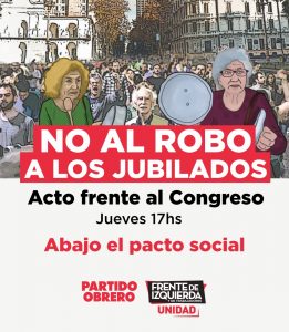 Jueves, 18h, acto contra el nuevo robo a los jubilados
