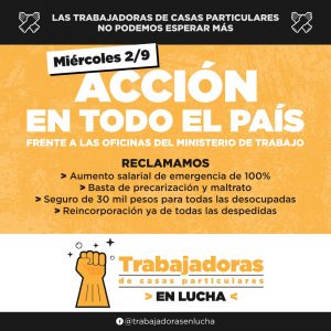 Miércoles: trabajadoras de casas particulares se movilizan al Ministerio de Trabajo