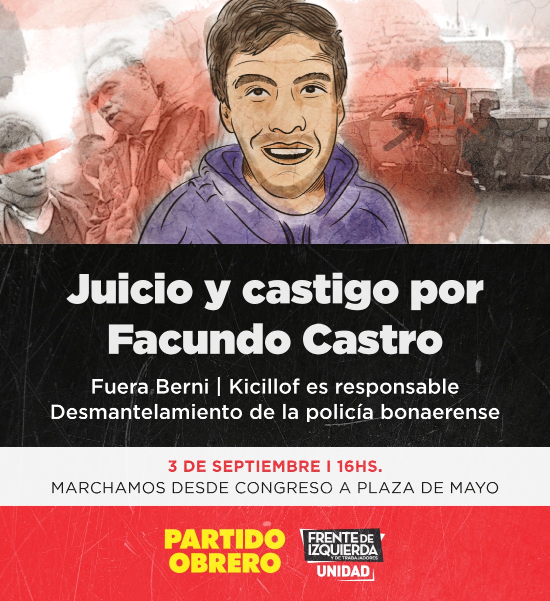 Facundo Castro: jueves, 16h, movilización a Plaza de Mayo: ¡Fuera Berni!