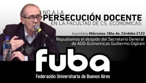 Convocan asamblea pública contra despido antisindical en Económicas-UBA