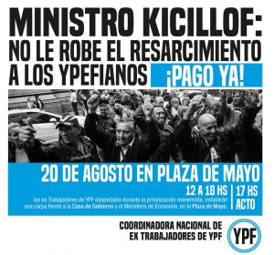 Que Kicillof pague ya a los ypefianos