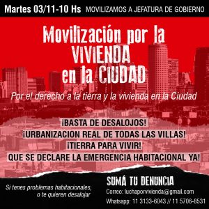 Vivienda: movilización a Jefatura de Gobierno