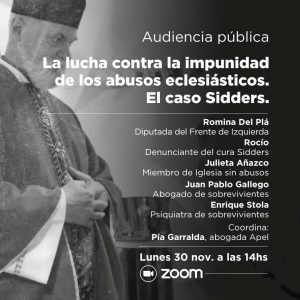 Lunes, 14h, audiencia pública contra la impunidad frente a los abusos eclesiásticos