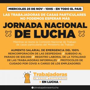Miércoles, 10h, trabajadoras de casas particulares se movilizan a la reunión de la comisión del Ministerio de Trabajo
