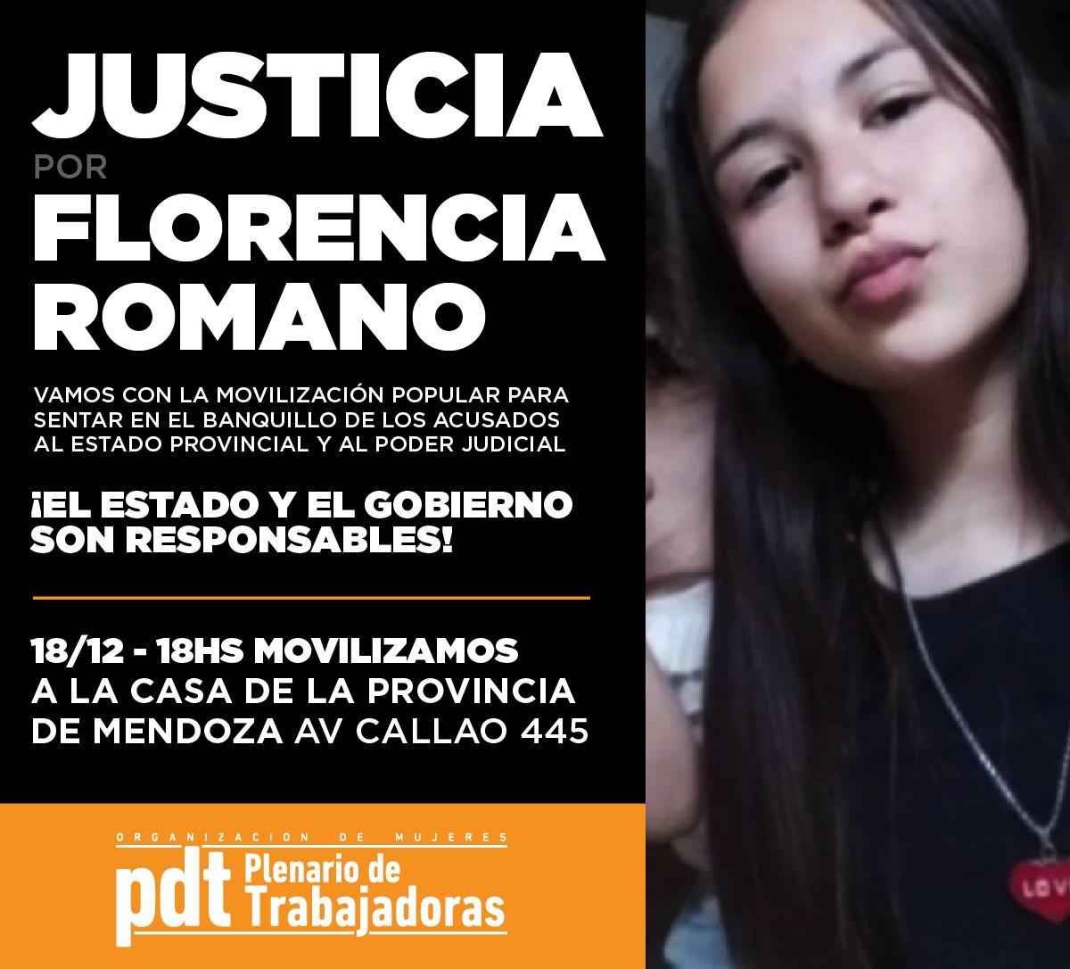 Biasi: “El femicidio de Florencia Romano es de la más absoluta responsabilidad del Estado mendocino.”