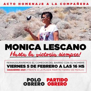 Acto homenaje a Mónica Lescano dirigente nacional del Polo Obrero