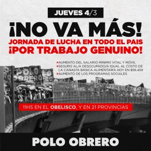 Jueves 11h en Obelisco y todo el país por trabajo genuino, vivienda y aumento de programas sociales.
