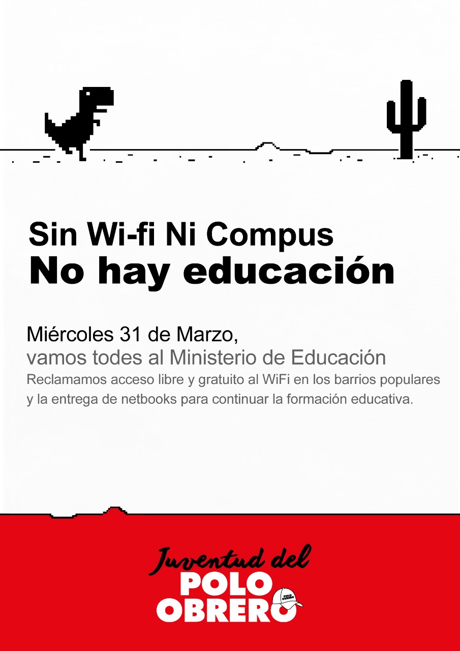 Miércoles 11h de Obelisco a Ministerio de Educación “Sin wifi ni PC no hay educación”