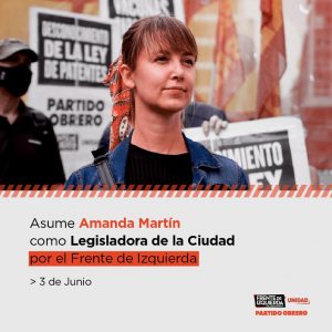 [LegisCaba] El FIT rota las bancas: Asume la dirigente de Ademys, docente de CABA, Amanda Martin, del Partido Obrero.
