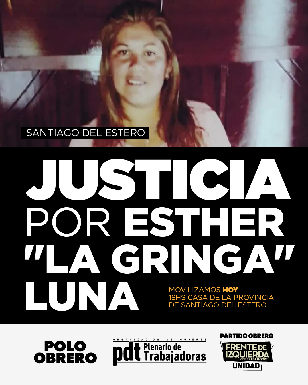 [HOY] Justicia por Esther Luna: 18h Movilización a la Casa de la provincia de Santiago del Estero