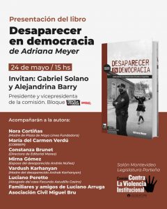 Presentación en la Legislatura porteña del libro “Desaparecer en democracia”, de Adriana Meyer