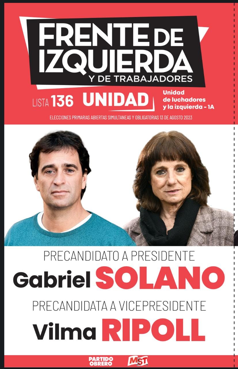 Solano: “Nuestra lista no está a la venta como la de Milei ni incluye ajustadores ni represores como las de UxP y JxC, nuestra lista es de luchadores y militantes”