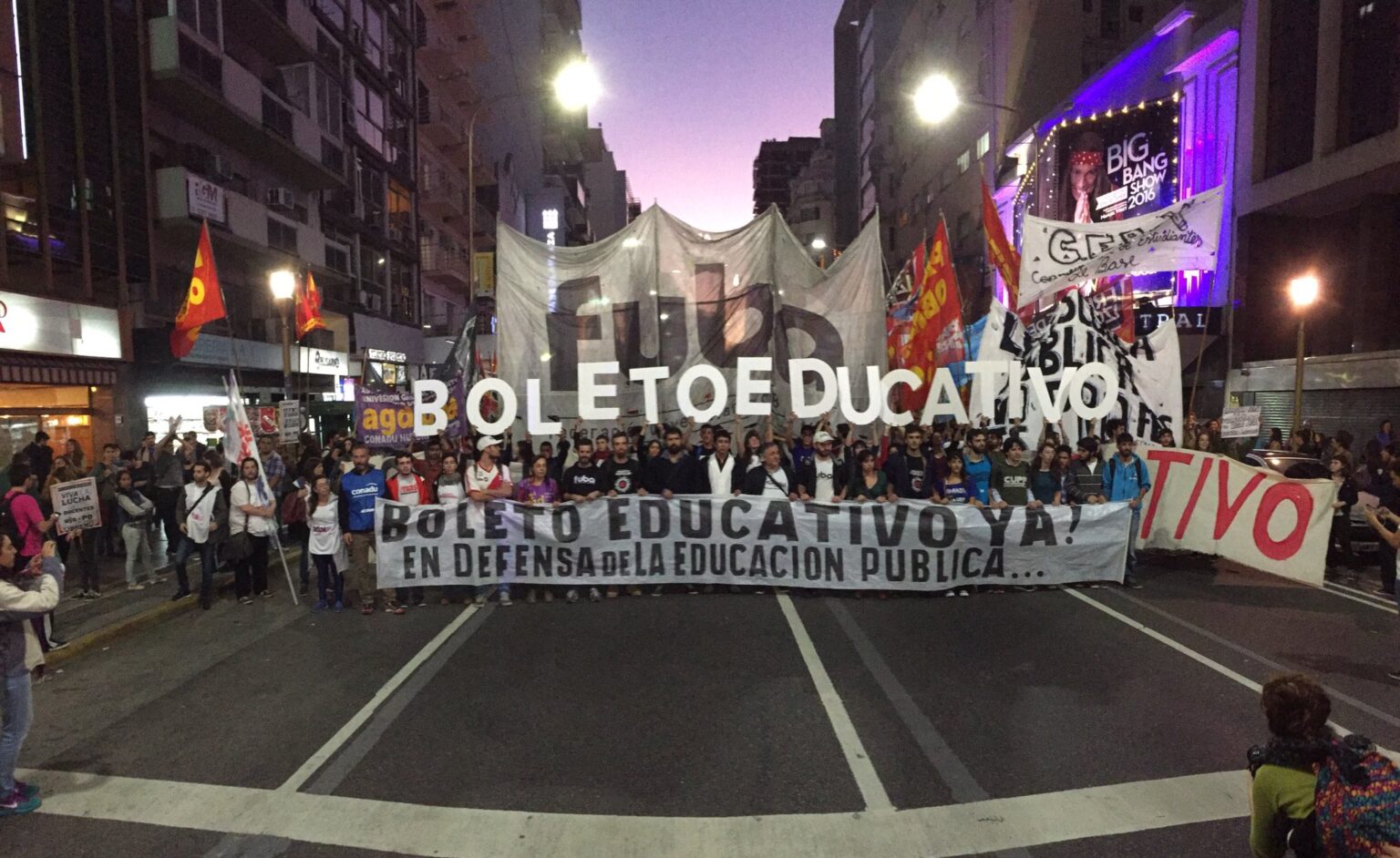 Jueves 16H movilización de estudiantes terciarios y universitarios por la aprobación del boleto estudiantil