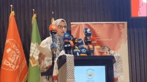 Vanina Biasi en la IV Conferencia por el Derecho al Retorno del Pueblo Palestino, en Irak