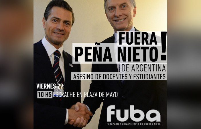 La FUBA convoca escrache contra Peña Nieto