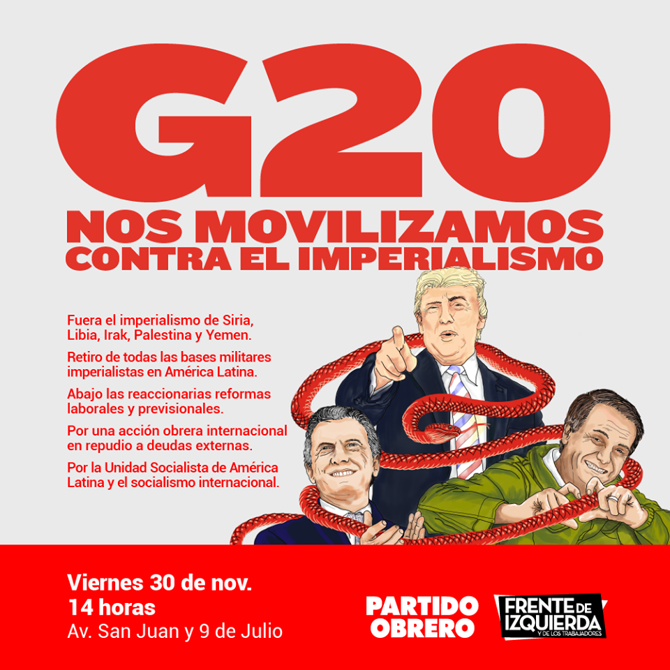 [#FueraElG20] Viernes 30N: concentración, acto y movilización desde San Juan y 9 de Julio
