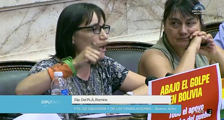[Congreso] [Bolivia] Romina Del Plá: «No hay un real repudio al golpe si no se apoya la movilización popular para derrotarlo»