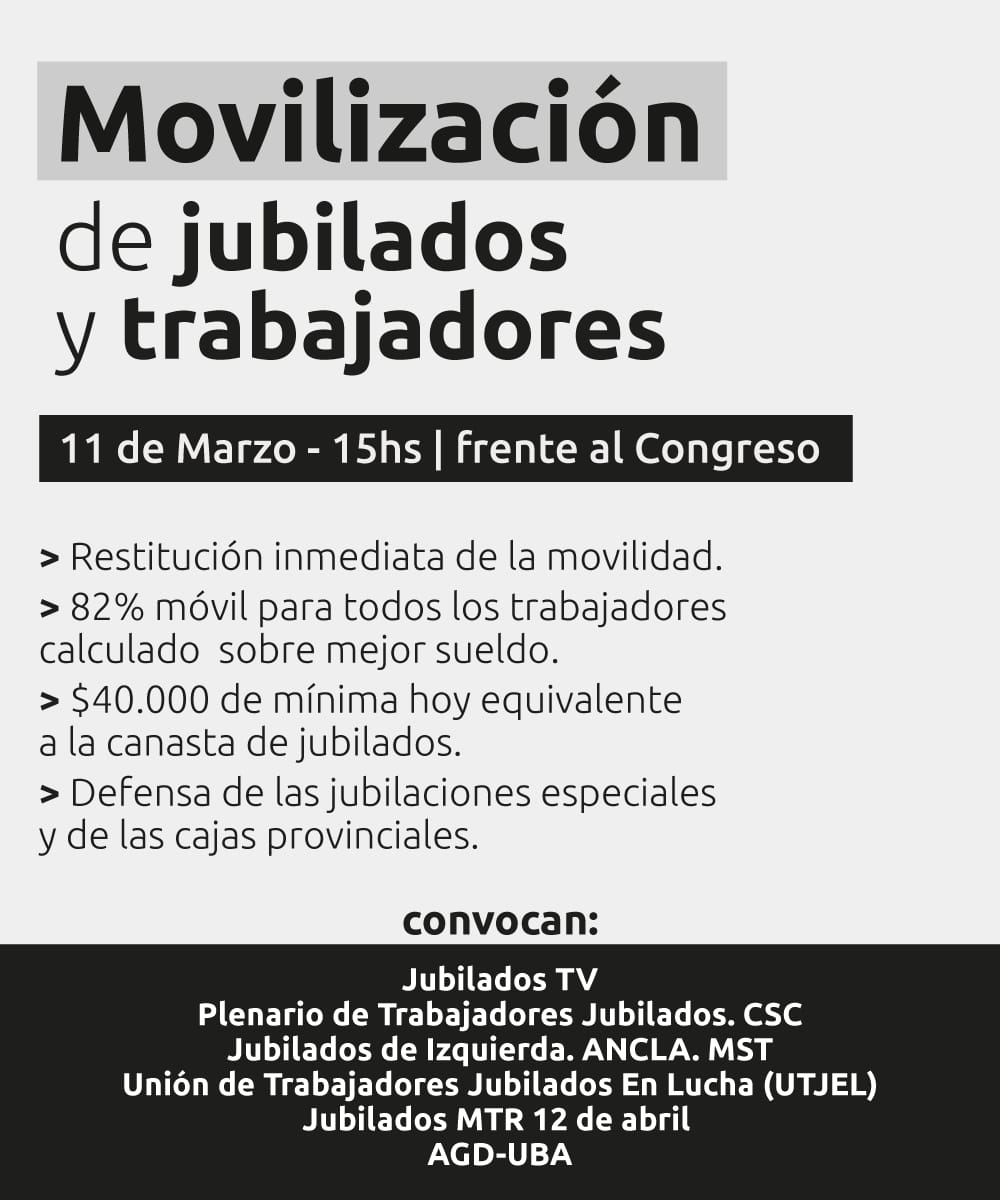 [JUBILADOS] Miércoles, 15h concentración frente al Congreso