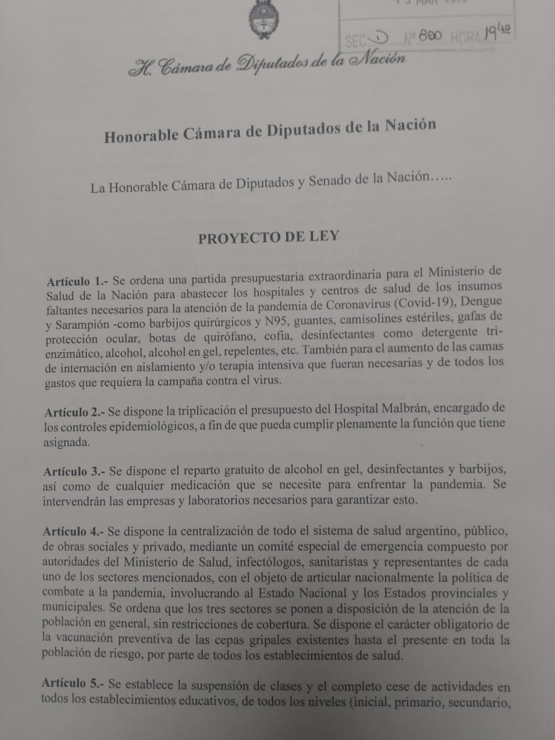 [Coronavirus] Romina Del Plá presenta proyecto por medidas urgentes ante la pandemia