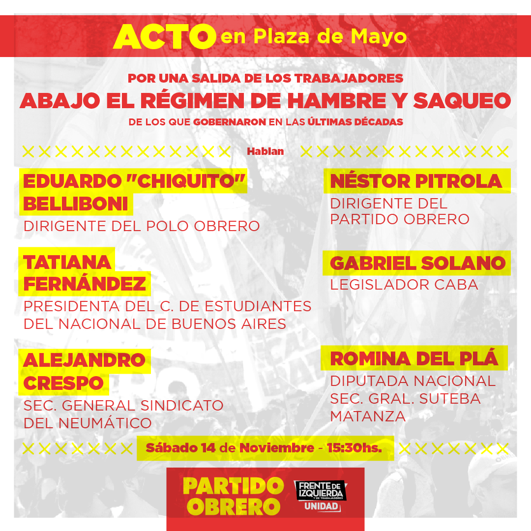 Sábado: acto en Plaza de Mayo