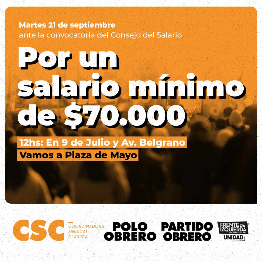 Martes 12h, 9 de Julio y Belgrano Trabajadoras de Casas Particulares movilizan por aumento salarial urgente