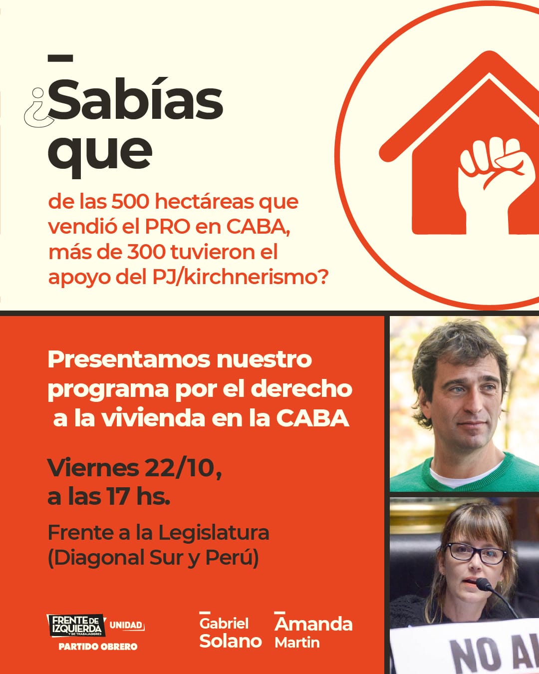 [Hoy 17hs: Presentación  de la plataforma de vivienda del Partido Obrero «La vivienda es un derecho]  Gabriel Solano: «Reclamamos un impuesto a la vivienda ociosa, banco de tierras  y plan de viviendas para los trabajadores»